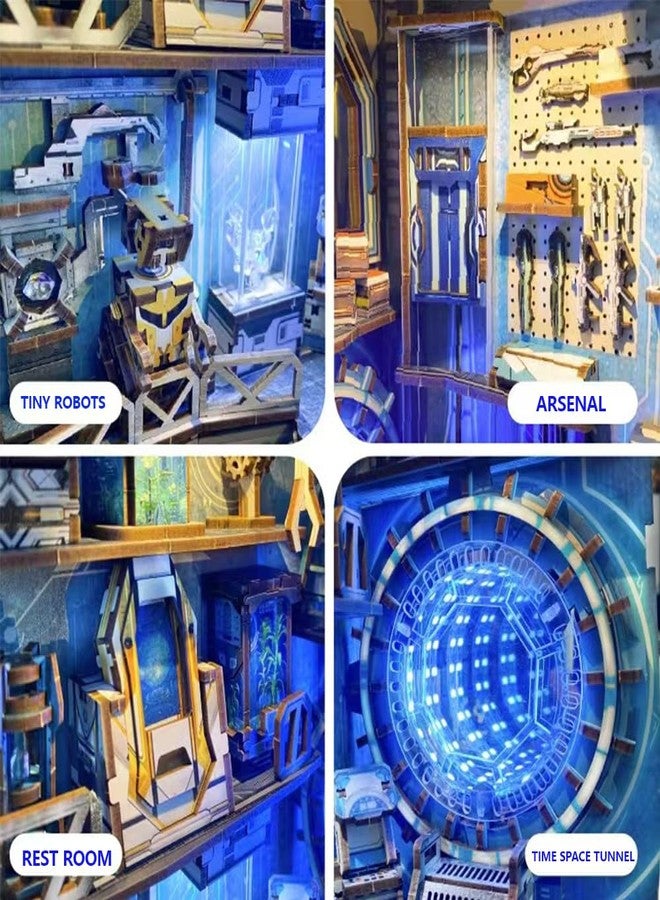STRUCWOOD Cyberpunk Book Nook Kit,DIY Dollhouse Kit 3D Wooden Puzzles with LED Futuristic Decor,Birthday Christmas Home Decor for Teens Adults -Planetary Era(SQ-27) - Image 4